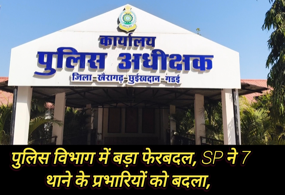 खैरागढ़ ब्रेकिंग: पुलिस विभाग में बड़ा फेरबदल, SP ने 7 थाने के प्रभारियों को बदला, देखें लिस्ट